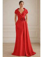 V-Neck Mermaid Flowers Floor-Length Formal Evening Dress