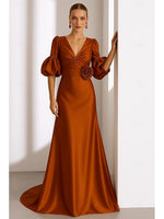 Formal V-Neck Half Sleeve Flowers Mermaid Evening Dress Mother of the Bride Dress
