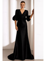Formal V-Neck Half Sleeve Flowers Mermaid Evening Dress Mother of the Bride Dress