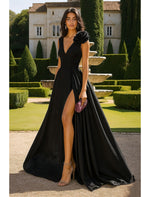 Flowers V-Neck Sleeveless A-Line Backless Side Slit Floor-Length Evening Dress