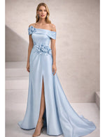 Flowers Off the Shoulder Sleeveless Side Slit Evening Dress Mother of the Bride Dress