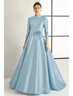 High Neck 3/4 Sleeve A-Line Applique Evening Dress Mother of the Bride Dress