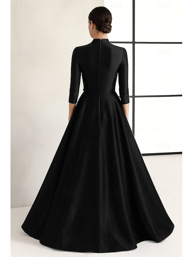 High Neck 3/4 Sleeve A-Line Applique Evening Dress Mother of the Bride Dress