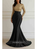 Sequined Long Sleeve Evening Dress Mermaid