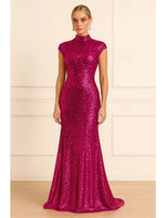 High Neck Sleeveless Sequins Sparkle Mermaid Floor-Length Evening Dress