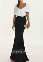 Simple Shawl Satin Floor-Length Wedding Guest Dress Mermaid Evening Gowns