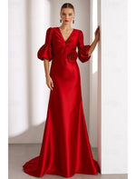 Formal V-Neck Half Sleeve Flowers Mermaid Evening Dress Mother of the Bride Dress