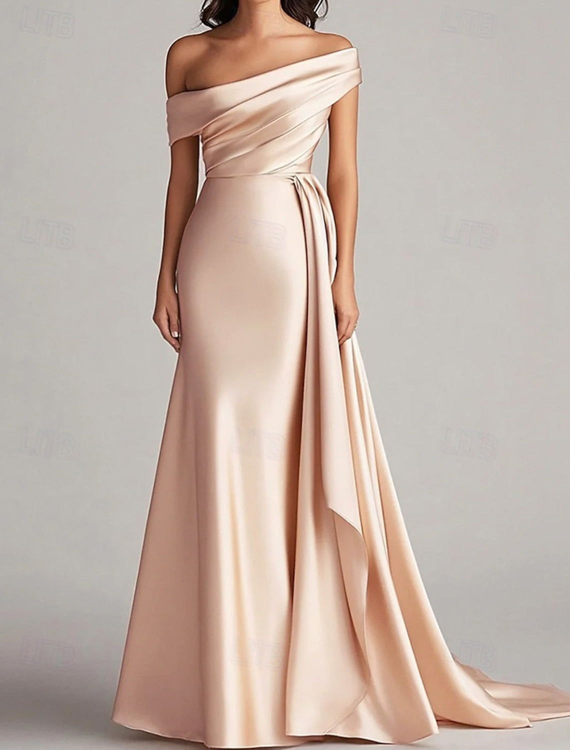 Sleeveless Off the Shoulder Mermaid Floor-Length Evening Dress