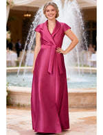 Fuchsia V-Neck Sleeveless A-Line Formal Evening Dress