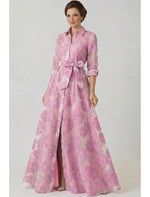 Flowers Floral Print 3/4 Sleeve A-Line Women Evening Dress