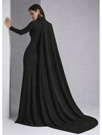 A-Line Floor Length Ball Gown with Cape Evening Gown Shwal