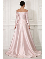 Off the Shoulder Long Sleeve Flowers Mermaid Court Train Evening Dress