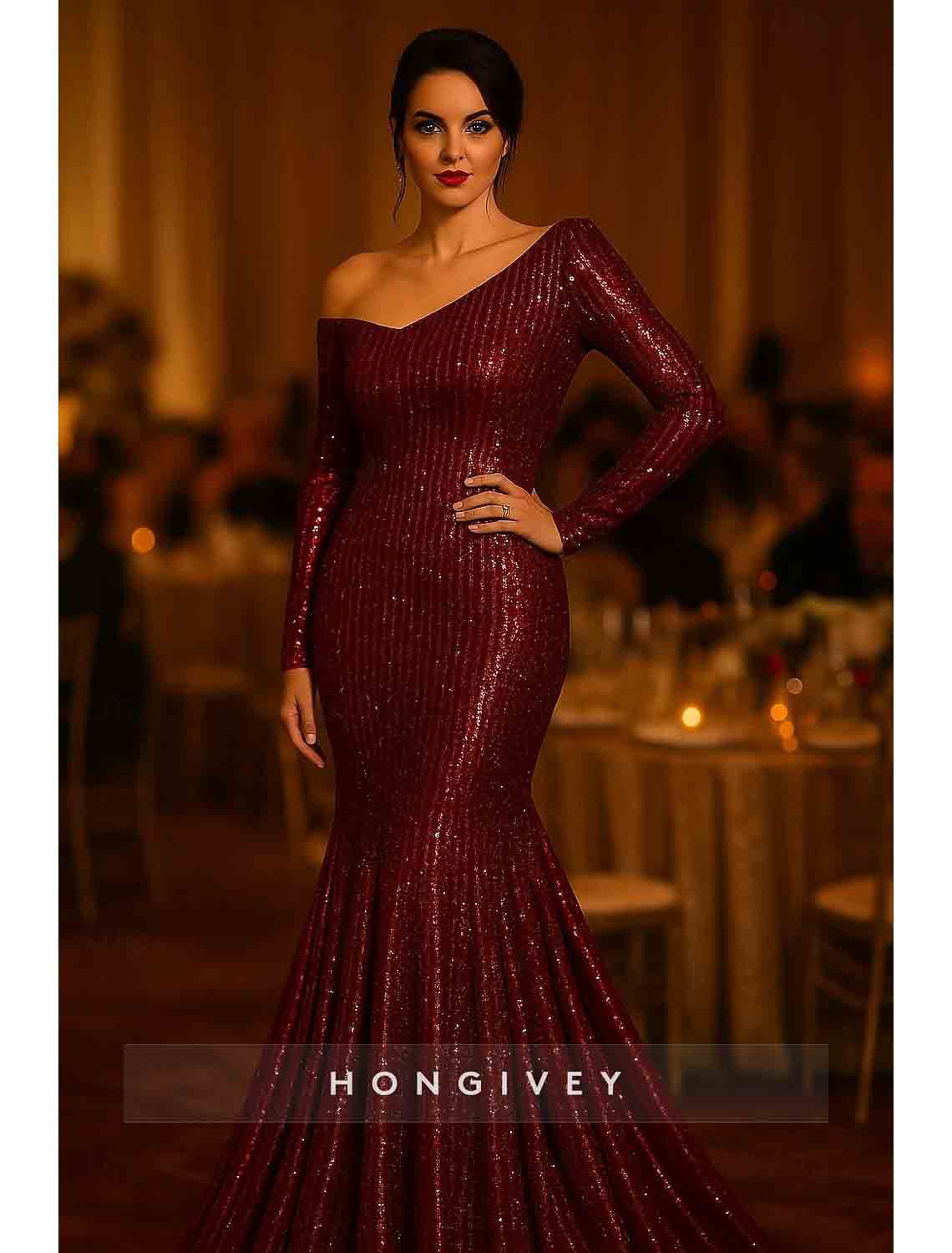 Sequins Off ThE Shoulder Mermaid Evening Dress