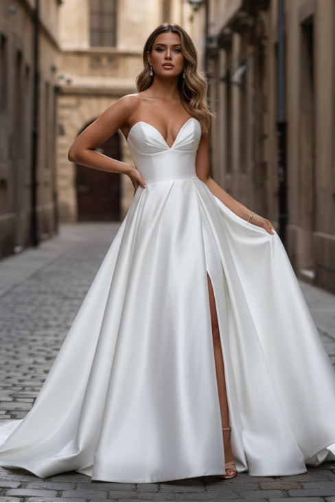 A-Line Wedding Dress with Plunging Sweetheart