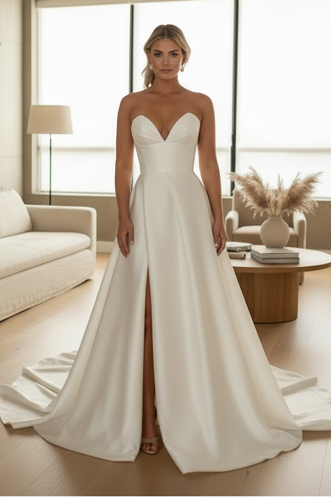 A-Line Wedding Dress with Plunging Sweetheart