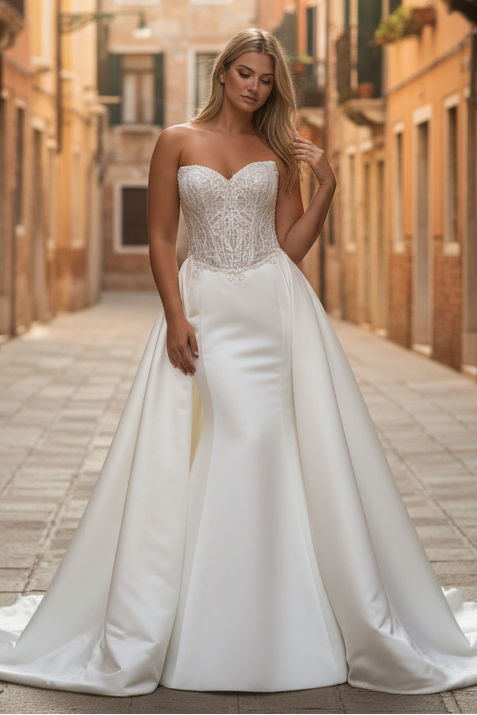 Mermaid Wedding Dress with Lace Corset Bodice