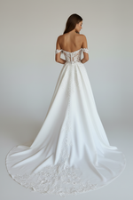 Wedding Dress with Lace Corset Bodice Lace-Trim Sweetheart