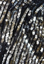 Sparkle Long Sleeve High Neck Sequined Mermaid Floor Length Evening Gown with Glitter