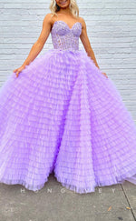 L2760 - Sweetheart Strapless Tulle A-Line Appliques With Side Slit Party Prom Evening Dress