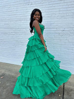 Sweethear Beaded Green Sleeveless A-Line Tassel Floor-Length Prom Dress