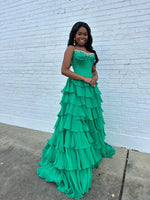 Sweethear Beaded Green Sleeveless A-Line Tassel Floor-Length Prom Dress