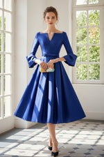Satin A-Line Scoop Empire 3/4 Sleeves Mother of the Bride Dress