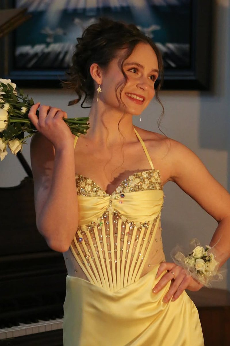 Yellow - Halter Pleated Sheath Satin Long Prom Dresses With Beading