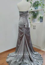 Sweep Train Trumpet Sweetheart Strapless Pleated Appliqued Evening Gowns