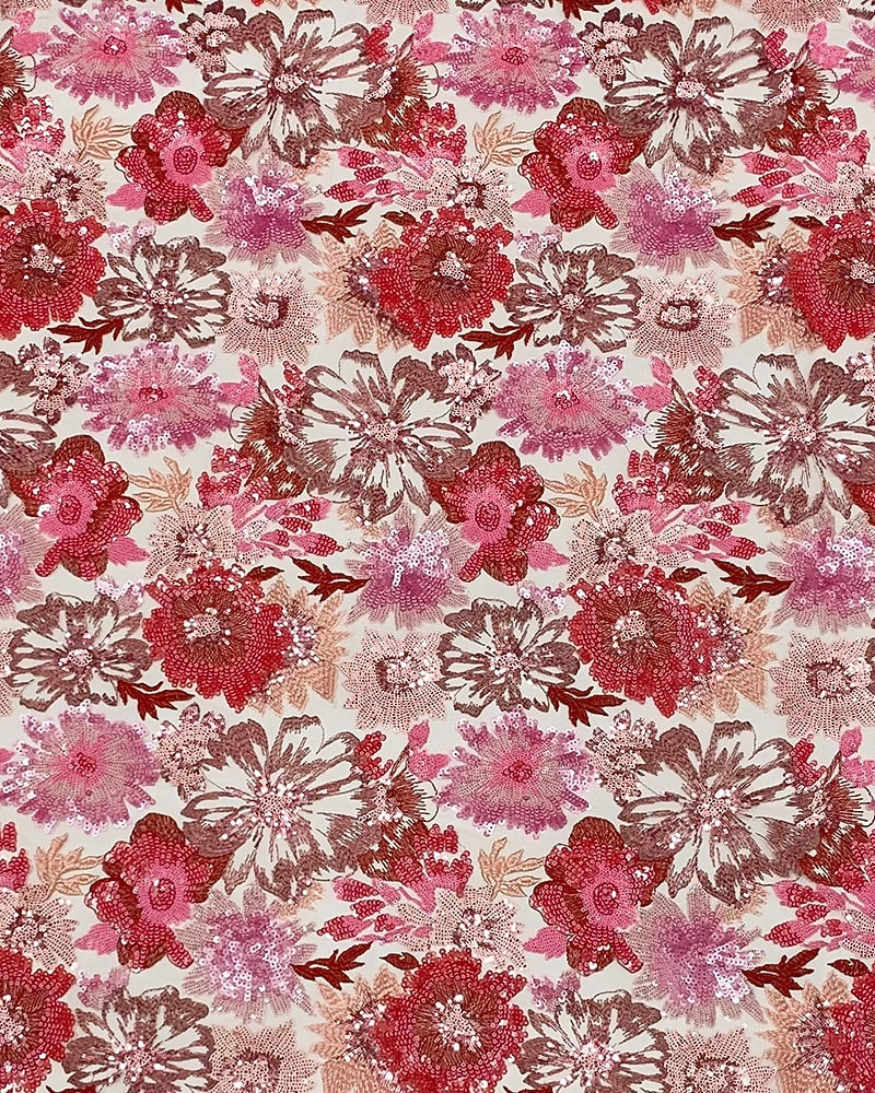 V-Neck Long Sleeve Flowers Floral Print Mermaid Evening Dress