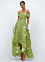 Sparkle Sequins Off the Shoulder A-Line Ankle-Length Formal Evening Dress