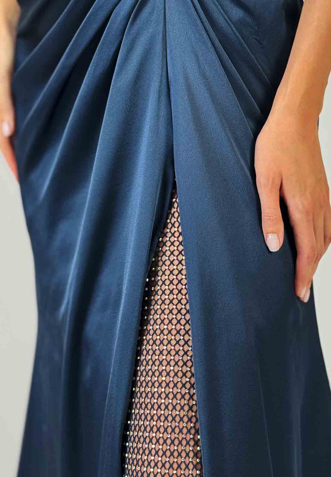 Strapless Trumpet Prom Dresses Sweetheart High Slit Evening Gowns