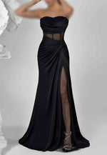 Strapless Trumpet Prom Dresses Sweetheart High Slit Evening Gowns