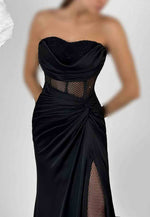 Strapless Trumpet Prom Dresses Sweetheart High Slit Evening Gowns