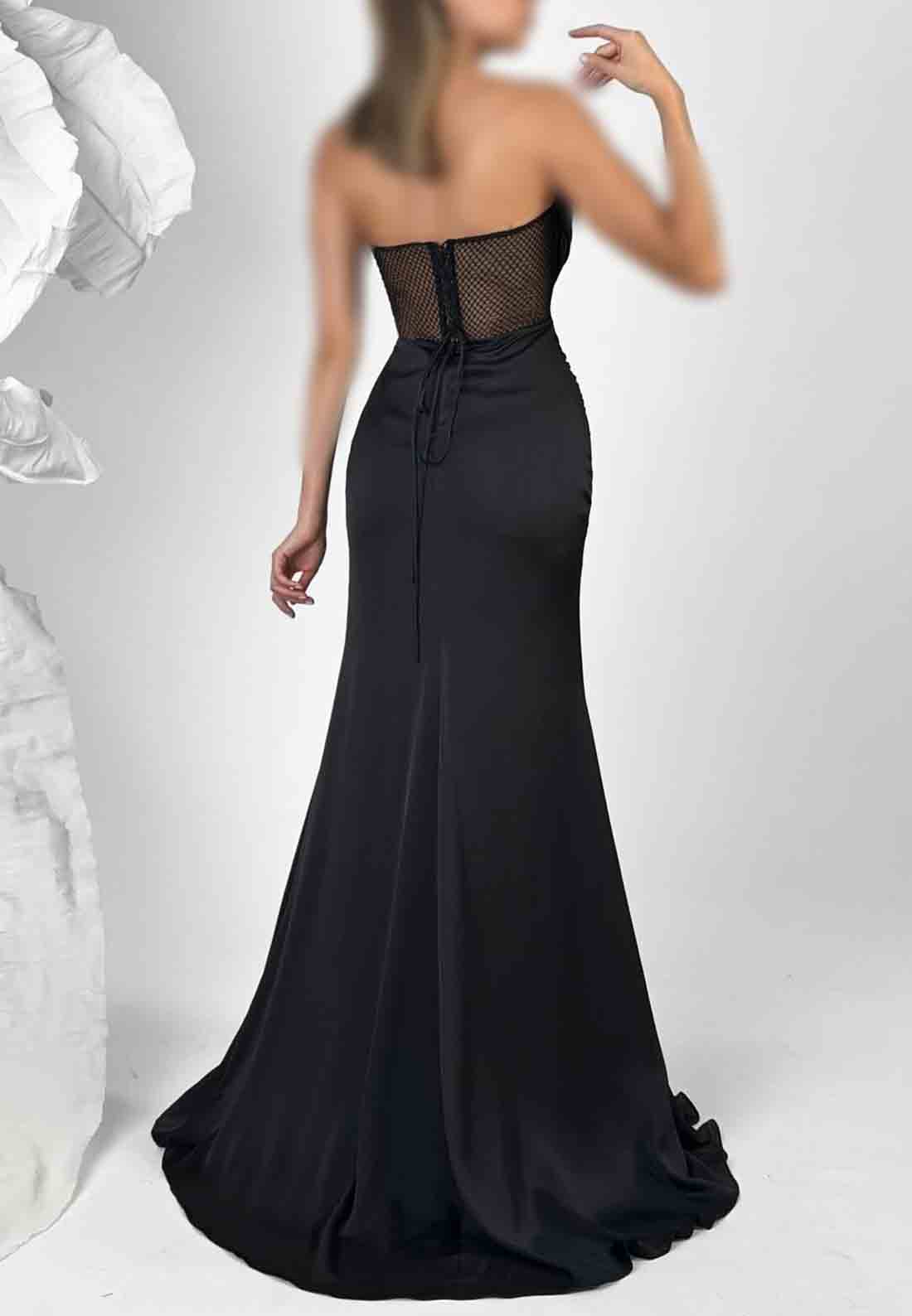 Strapless Trumpet Prom Dresses Sweetheart High Slit Evening Gowns