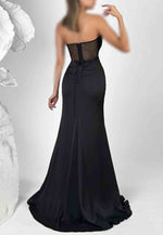 Strapless Trumpet Prom Dresses Sweetheart High Slit Evening Gowns