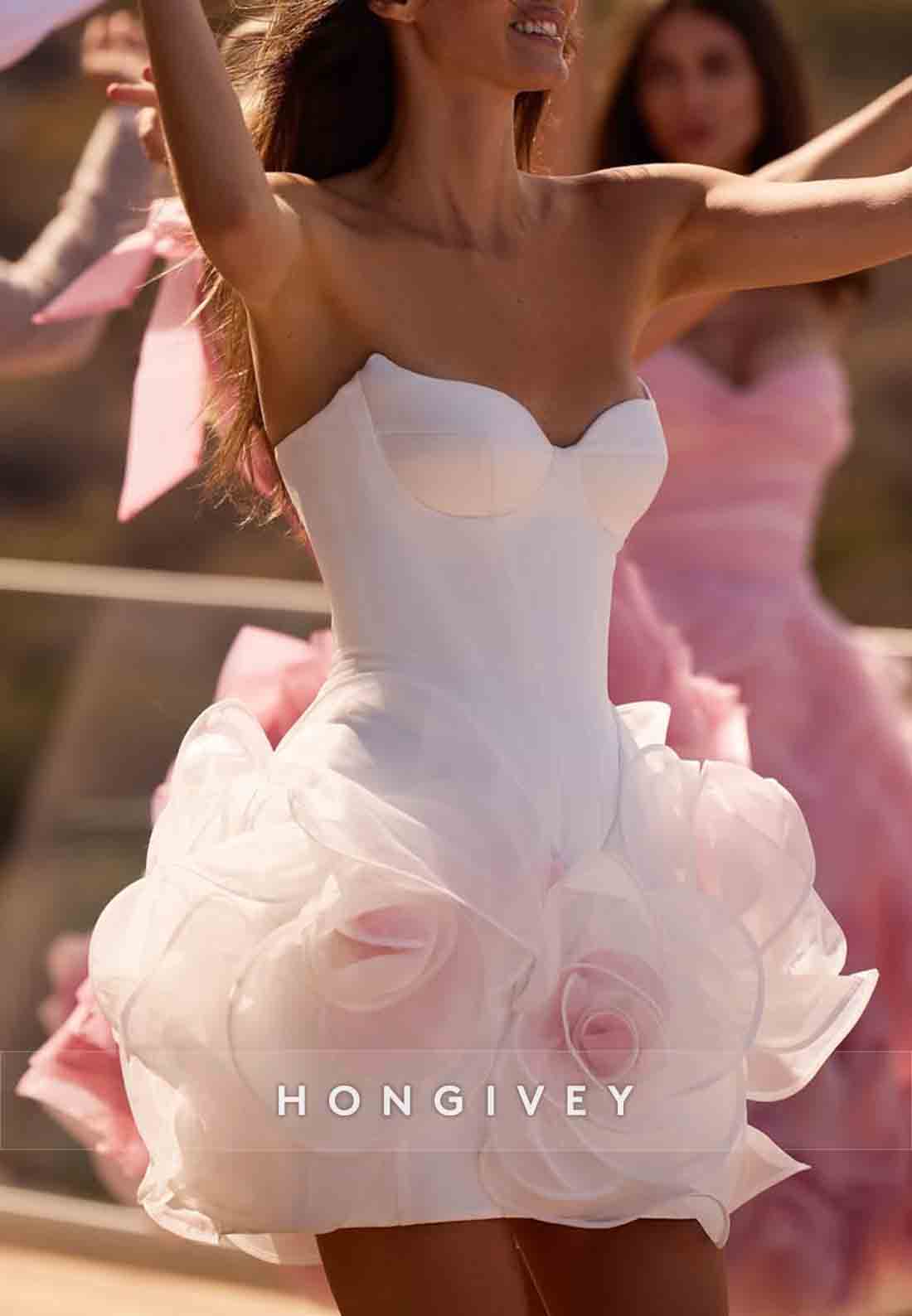 Sweetheart Spaghetti Straps Flowers Sleeveless A-Line Mini Homecoming Dresses