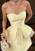 Yellow Strapless Sweetheart Detachable A-Line Short Homecoming Dresses