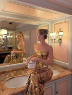 Glod Glitter Strapless Sleeveless Sequins Mermaid Floor-Length Evening Dress