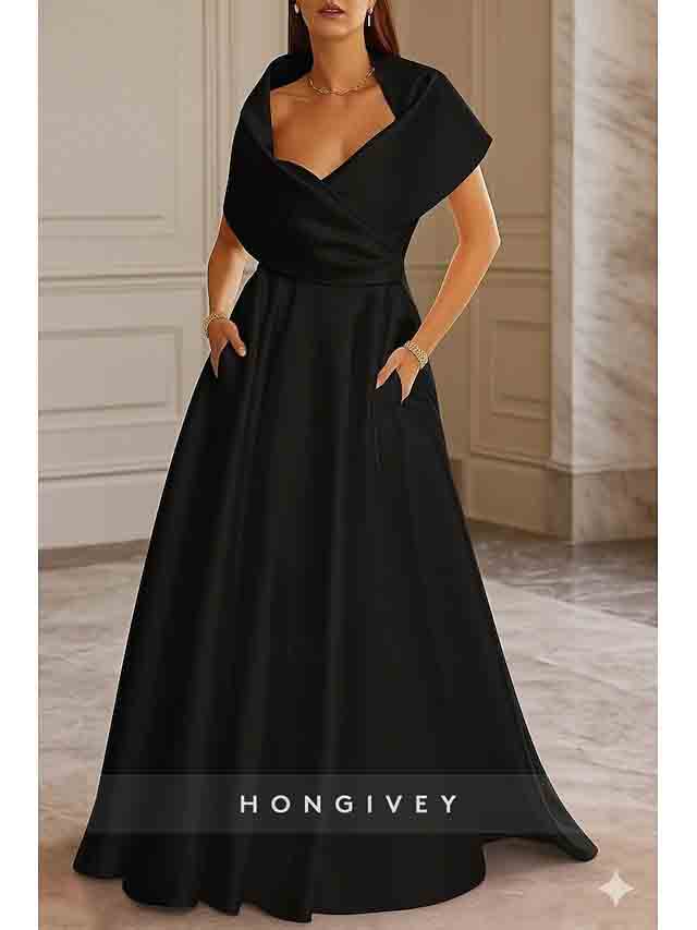 Floor-Length Off the Shoulder A-line Evening Dress