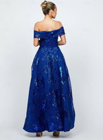 Sparkle Sequins Off the Shoulder A-Line Ankle-Length Formal Evening Dress