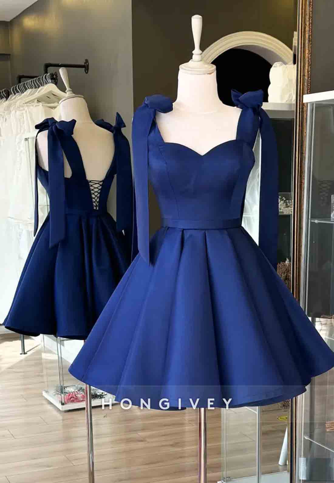 Bowknot Regular Straps Pleated Sleeveless Princess Short Homecoming Dresses