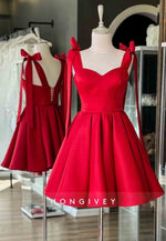 Bowknot Regular Straps Pleated Sleeveless Princess Short Homecoming Dresses