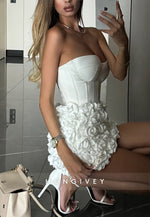 Sheath Sweetheart Strapless Empire Mini Homecoming Dress with Flowers