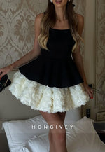 A-Line Regular Straps Ball Gowns Short Homecoming Dress with Flowers