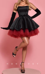 H2178 - Square Strapless A-Line Two Tone Party/Homecoming Dress