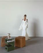 Elegant Halter Long Sleeve Mermaid Shawl Floor-Length Evening Dress