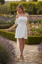 One Shoulder Sleeveless Lace Short Mini Wedding Dress