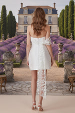 One Shoulder Sleeveless Lace Short Mini Wedding Dress