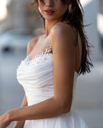 A-Line Empire Scoop Sleeveless Beaded Wedding Dress