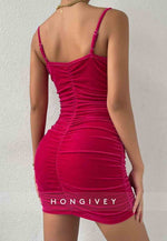 Spaghetti Straps Sleeveless Sweetheart Sheath Pleated Mini Homecoming Dress